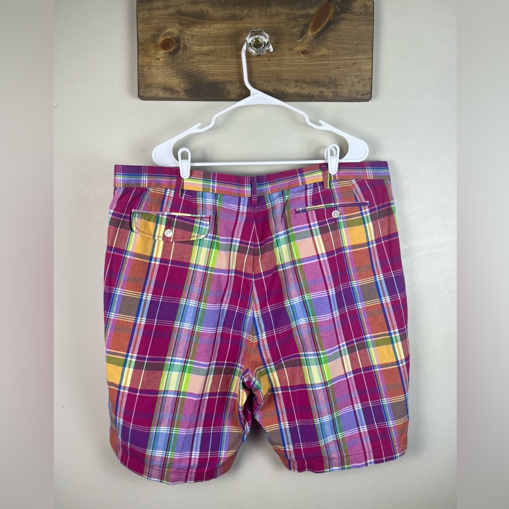 Polo Ralph Lauren Cotton/Linen Blend Indian Madras Flat Front Shorts Size 42 T - Picture 3 of 9